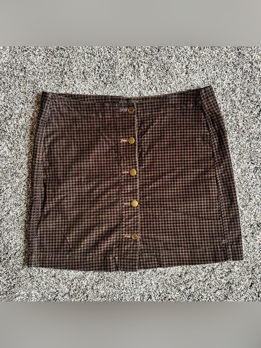 Toad&Co Brown Houndstooth Button-Front Mini Skirt